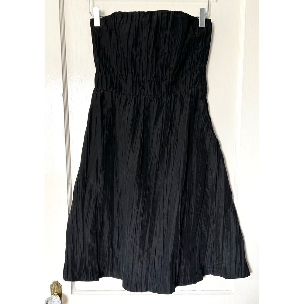 NWT Vintage Betsey Johnson 90s Black Textured Strapless Babydoll Dress 4 Grunge